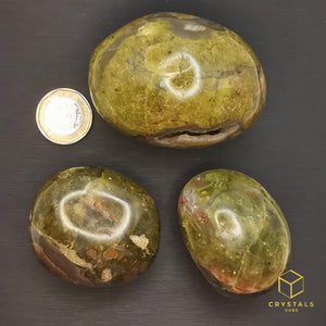Green Opal with Quartz Palm Stone